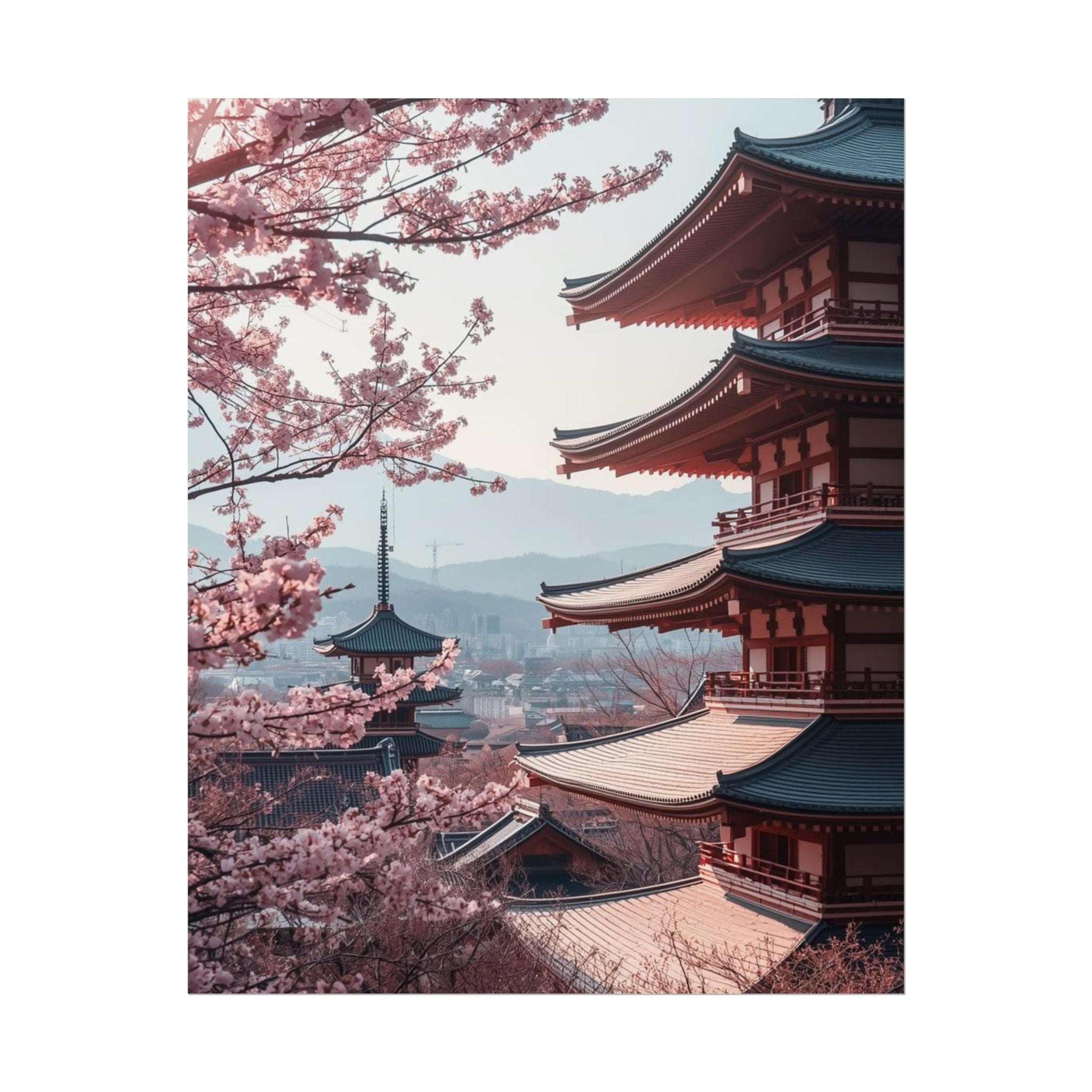 Japanese Cherry Blossom Rolled Poster Vintage Wall Art - Rosetta Creative Boutique